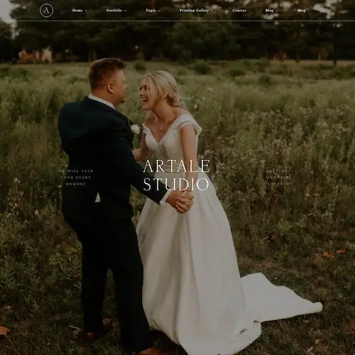 A man and woman in wedding attire standing next to each other.